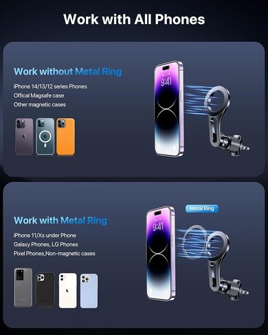 يناسب حامل السيارة MagSafe، [أقوى مغناطيس مطور لعام 2024] حامل هاتف مغناطيسي للسيارة، حامل هاتف مغناطيسي حر اليدين بفتحة تهوية للسيارة يناسب iPhone16 15 14 13 12 Pro Max Plus MagSafe in Kuwait