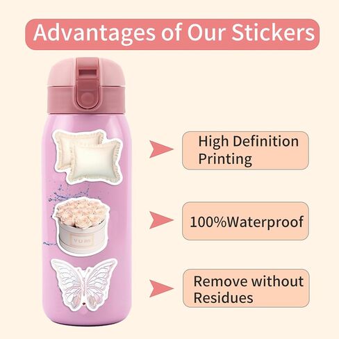 50Pcs Coquette Stickers, Pink Vintage Aesthetic Stickers, Coquette Decor Accessories Girls Gifts Stickers Pack for Water Bottles Kindle Laptop Phone Case Guitar in Saudi Arabia