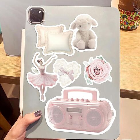 50Pcs Coquette Stickers, Pink Vintage Aesthetic Stickers, Coquette Decor Accessories Girls Gifts Stickers Pack for Water Bottles Kindle Laptop Phone Case Guitar in Saudi Arabia