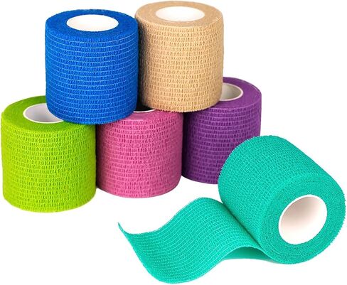 FriCARE Latex Free Self Adhesive Bandage, Green Athletic Wrist Spat Tape, First Aid Supplies Medical Tape Self-Adherent Cohesive Bandages, Non-Woven Elastic Vet Wrap Fluorescent 6 Rolls 2" x 5 Yards in Saudi Arabia