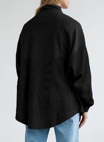 SHEWIN Womens Sweatshirt Casual Waffle Knit Half Zip Pullover Loose Long Sleeve Tops Fall Outfit Clothes 2024 in Saudi Arabia