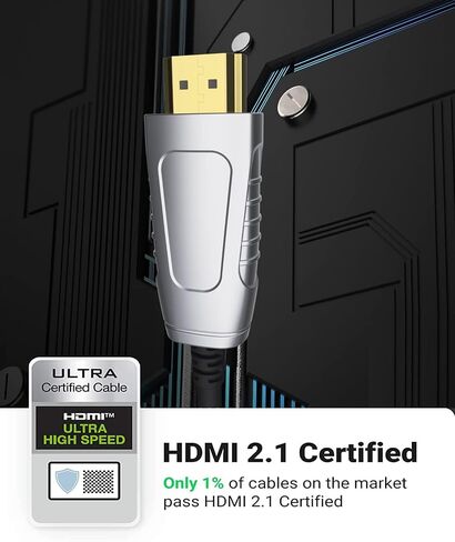 BRIDGEE Fiber Optic HDMI 2.1 Cable (10ft),Ultra High Speed AOC Supports 48Gbps 8K@60Hz 4K@120Hz Dynamic HDR 10, eARC, HDCP2.2, 4:4:4 in Saudi Arabia