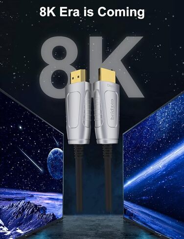 BRIDGEE Fiber Optic HDMI 2.1 Cable (10ft),Ultra High Speed AOC Supports 48Gbps 8K@60Hz 4K@120Hz Dynamic HDR 10, eARC, HDCP2.2, 4:4:4 in Saudi Arabia
