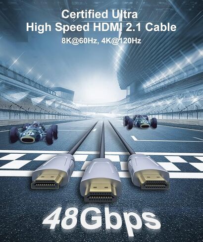 BRIDGEE Fiber Optic HDMI 2.1 Cable (10ft),Ultra High Speed AOC Supports 48Gbps 8K@60Hz 4K@120Hz Dynamic HDR 10, eARC, HDCP2.2, 4:4:4 in Saudi Arabia