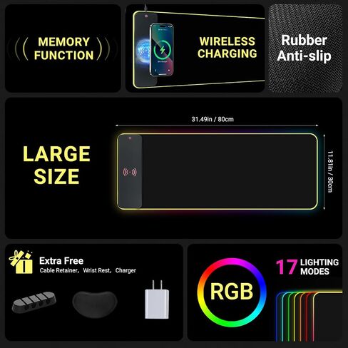 لوحة ماوس RGB، 4 لوحة ماوس USB للألعاب مع مسند للمعصم، لوحة ماوس 13 لونًا للألعاب مع حامل الكابل، لوحة مفاتيح ماوس LED للألعاب RGB in Saudi Arabia