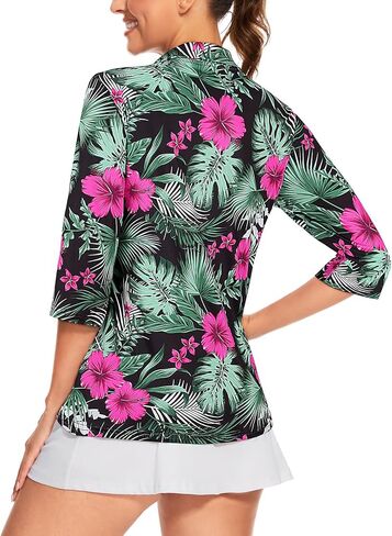 قميص جولف نسائي من Tanst Sky بأكمام 3/4، سريع الجفاف بسحاب للتمرين مع جيوب in Kuwait
