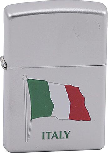 Zippo Lighter - Italian Italy Flag Satin Chrome Windproof Lighter #Z198 in Saudi Arabia