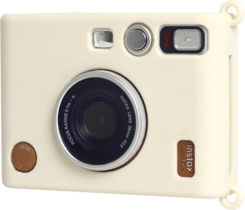 Silicone Case & Tempered Glass Screen Protector & PET Lens Flim For Fujifilm Instax Mini Evo，Accessories for Fuji Instax Mini Evo，No Camera-White in Saudi Arabia