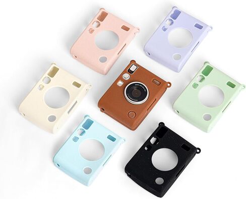 Silicone Case & Tempered Glass Screen Protector & PET Lens Flim For Fujifilm Instax Mini Evo，Accessories for Fuji Instax Mini Evo，No Camera-White in Saudi Arabia