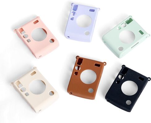 Silicone Case & Tempered Glass Screen Protector & PET Lens Flim For Fujifilm Instax Mini Evo，Accessories for Fuji Instax Mini Evo，No Camera-White in Saudi Arabia