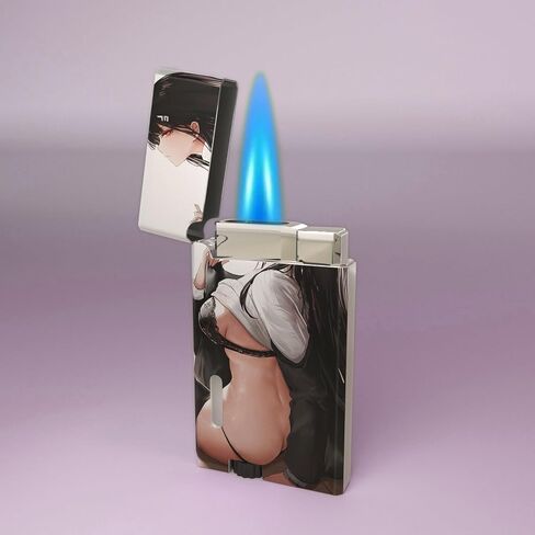 Anime Girl Butane Lighter, Fun Jet Torch Lighters Cool,Refillable and Adjustable, Jet Torch Flame Windproof Lighters,BBQ Candles Kitchen,No Gas (G3) in Saudi Arabia
