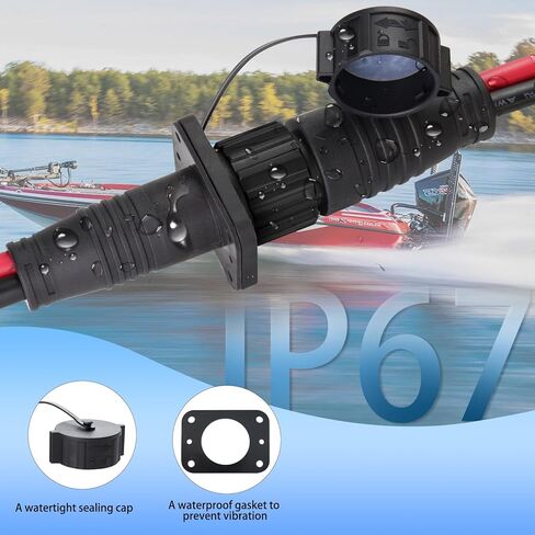 قابس محرك التصيد لمين كوتا، قابس محرك التصيد 80 أمبير ومقبس لـ 2 أو 3 أسلاك لنظام 12-48 فولت، موصل طاقة كهربائي للقوارب البحرية مزدوج متين وشديد التحمل مع سلك قياس 6 سلكي مسبقًا in Kuwait