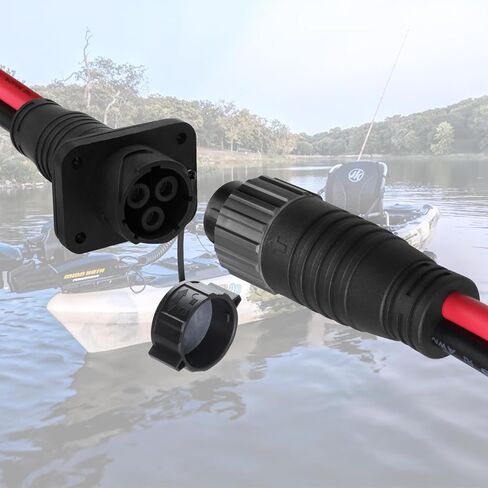 قابس محرك التصيد لمين كوتا، قابس محرك التصيد 80 أمبير ومقبس لـ 2 أو 3 أسلاك لنظام 12-48 فولت، موصل طاقة كهربائي للقوارب البحرية مزدوج متين وشديد التحمل مع سلك قياس 6 سلكي مسبقًا in Kuwait