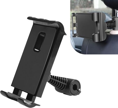 1 PC Car Headrest Tablet Holder for 4In to 11In iPad, 4.52In x 4.92In 360 Degree Rotation Waterproof ABS Cellphone Mount, Universal Snap-on Automotive Phone Headrest Holder (Black) in Saudi Arabia