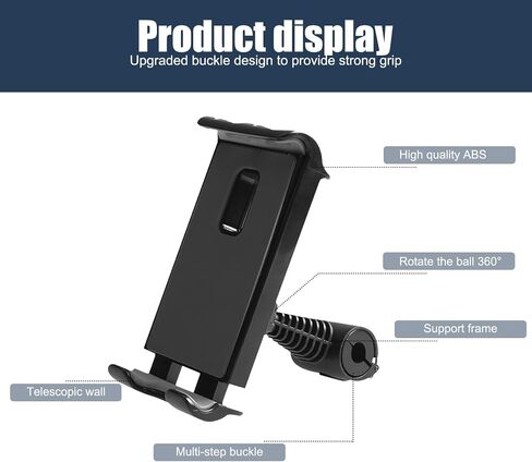 1 PC Car Headrest Tablet Holder for 4In to 11In iPad, 4.52In x 4.92In 360 Degree Rotation Waterproof ABS Cellphone Mount, Universal Snap-on Automotive Phone Headrest Holder (Black) in Saudi Arabia