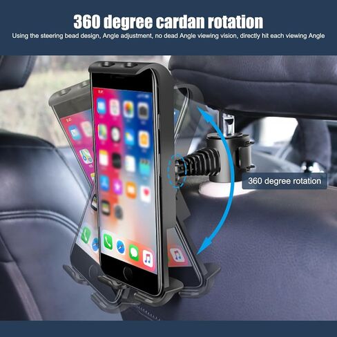 1 PC Car Headrest Tablet Holder for 4In to 11In iPad, 4.52In x 4.92In 360 Degree Rotation Waterproof ABS Cellphone Mount, Universal Snap-on Automotive Phone Headrest Holder (Black) in Saudi Arabia