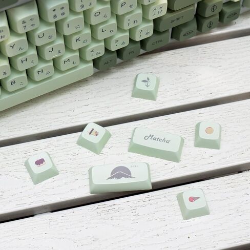 mintcaps PBT Japanese Keycaps Matcha Green XDA Profile Cute Keycaps Set 124 Keys Custom Dye-Sub Keyboard Keycaps for Cherry Gateron MX Switches Mechanical Keyboards in Kuwait