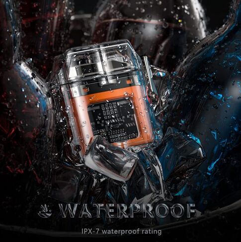 Flameless Electric Lighter Waterproof & Windproof Electric Arc Lighter Plasma Lighter USB Rechargeable Lighter Clear Double Arc Lighter with Power Display Suitable for Travel, Camping (Orange) in Saudi Arabia