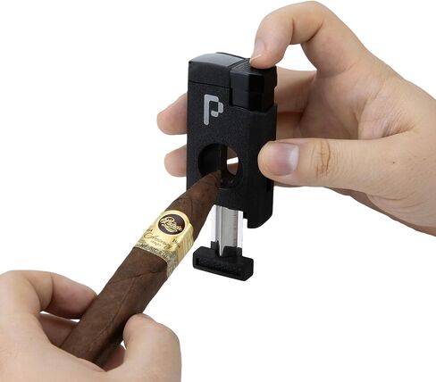 Pocket Lighter for Cigars - 3 Torches with V Cutter by Pixel Cartel - Black - Ideal for Cigar Lovers, No Combustible Included in Saudi Arabia