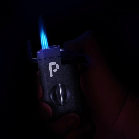 Pocket Lighter for Cigars - 3 Torches with V Cutter by Pixel Cartel - Black - Ideal for Cigar Lovers, No Combustible Included in Saudi Arabia