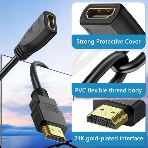 HDMI Extension Cable 3 Feet, 2 Pack HDMI Extender Cable High Speed HDMI Male to Female Adapter Cable 1080P HDMI Video Cord for HDTV, Monitor, PC, Laptop, Projector in Kuwait
