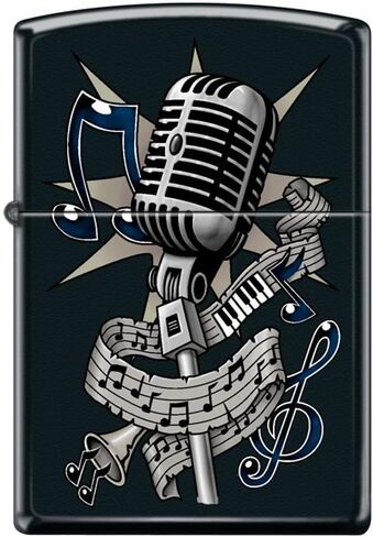 Zippo Lighter- Fiery Music Note Black Matte Windproof Lighter #Z5127 in Saudi Arabia