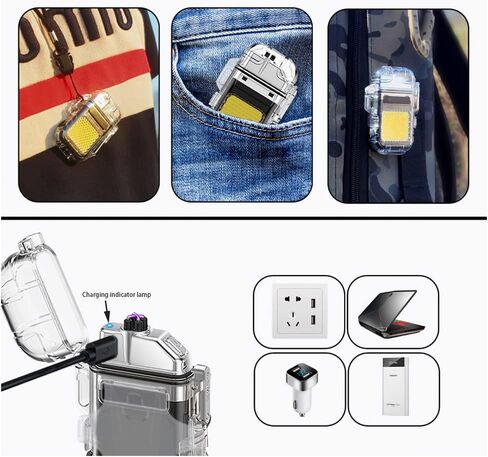 ولاعة كهربائية بقوس خارجي، ولاعة قابلة لإعادة الشحن عبر USB، مصباح يدوي LED، ولاعة بلازما بقوس مزدوج، مثالية للتخييم والمشي لمسافات طويلة والسفر (نوكتيلوسنت) in Saudi Arabia
