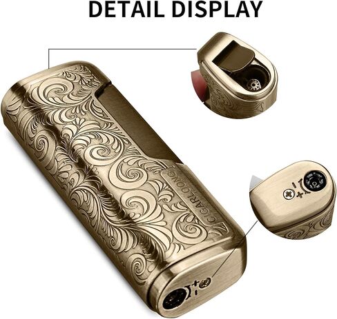 Engraved Cigar Lighter Pocket Windproof Flame Refillable Butane Lighter,Without Gas(Gold) in Saudi Arabia