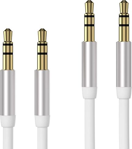 TalkWorks Aux Cable 3.5mm Audio Cord for Car - 6ft Long Heavy-Duty Male to Male Jack Extension & Adapter Aux Cord for iPhone, Android, Samsung Galaxy, Headphones, Rose Gold - 2 Pack in Saudi Arabia