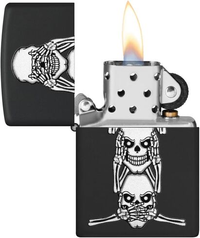 Zippo No Evil Skull Black Matte Pocket Lighter in Saudi Arabia