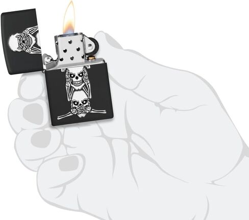 Zippo No Evil Skull Black Matte Pocket Lighter in Saudi Arabia