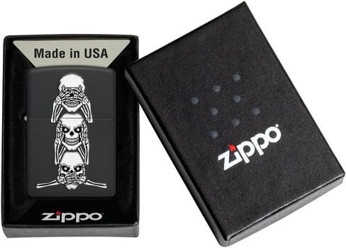 Zippo No Evil Skull Black Matte Pocket Lighter in Saudi Arabia
