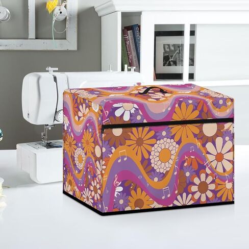 غطاء آلة الخياطة Psesaysky Boho الأزهار مقاوم للبقع وخفيف الوزن ومقاوم للماء غطاء ماكينة الخياطة غطاء غبار مع جيوب للحفاظ على نظافة وأمان ناعم in Kuwait