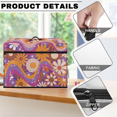 غطاء آلة الخياطة Psesaysky Boho الأزهار مقاوم للبقع وخفيف الوزن ومقاوم للماء غطاء ماكينة الخياطة غطاء غبار مع جيوب للحفاظ على نظافة وأمان ناعم in Kuwait