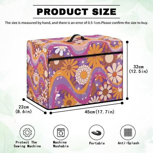 غطاء آلة الخياطة Psesaysky Boho الأزهار مقاوم للبقع وخفيف الوزن ومقاوم للماء غطاء ماكينة الخياطة غطاء غبار مع جيوب للحفاظ على نظافة وأمان ناعم in Kuwait
