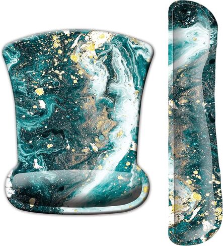 مجموعة دعم معصم لوحة المفاتيح ولوحة الماوس من KECC، قاعدة جل مطاطية غير قابلة للانزلاق، إسفنج ذاكرة مرتفع لسهولة الكتابة وتخفيف الألم، الكمبيوتر، الكمبيوتر المحمول، الألعاب، العمل (رخام زيتوني) in Kuwait