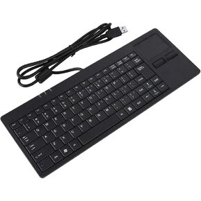 MC-818 82 Keys USB Keyboard Wired Keyboard Built-in Touchpad USB HUB Port Mechanical Structure Ergonomic Keyboard Mute Ultra-Thin Keyboard for Notebook/Desk, Black