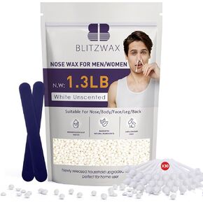 BLITZWAX حبات الشمع الصلبة لإزالة الشعر 1 رطل تركيبة البشرة الحساسة حبوب شمع اللافندر للبيكيني البرازيلي وتحت الإبطين والظهر والصدر شمع كبير لإعادة التعبئة للنساء والرجال في إزالة الشعر بالشمع في المنزل