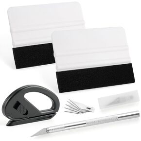 SINGARO Car Window Film Kit, 5PCS Car Glass Protective Window Tinting Film Tools Accessories Including Vinyl Scraper, Felt Scraper, Cutter with Blade, Film Cutter, Spray Bottle