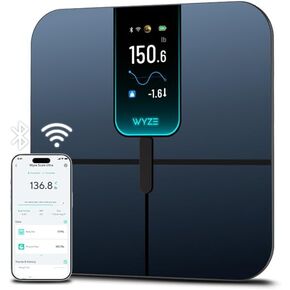 WYZE Smart Scale for Body Weight, Wireless Digital Bathroom Scale for BMI, Body Fat Percentage, Heart Rate Monitor, Body Composition Analyzer, App, Bluetooth, 400 lb Black
