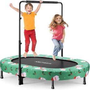 ANCHEER Mini Trampoline for Kids Toddler with Adjustable Handle, Foldable Rebounder Trampoline for Parent-Child Twins Indoor Outdoor Exercise, Holds up to 220 Lbs