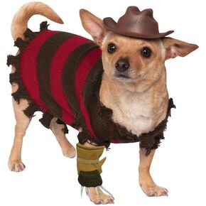لوازم الحفلات التنكرية للحيوانات الأليفة من Rubie's للكبار من الجنسين Nightmare on Elm Street Freddy Krueger، متعدد الألوان، رقبة صغيرة 12 محيط 17 ظهر 11 أمريكي