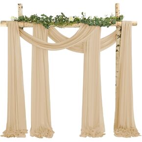 4 Panels Ivory Wedding Arch Draping Fabric Gauze Cheesecloth 35" x 20 FT Wedding Decoration for Wedding Reception Sheer Backdrop Photo Background for Party Swag