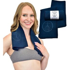 Tatago Hot Yoga Sweat Towel & Yoga Hand Towel-Soft & Absorbent, Quick Drying Microfiber Hot Yoga Towel Non Slip for Your XL Yoga Mat or Gym Towels for Sweat. Travel Towel XL 2-Pack Set