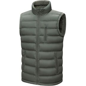 Msmsse Men's Outerwear Vests Winter Quilted Padded Vest Gilet Stand Collar Warm Puffer Vest