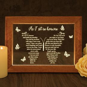 Sympathy Gift LED Lighted Acrylic Plaque Frame - Light up Memorial Picture Frame for Loss of Loved One, Memory Shadow Box with Light, Bereavement Condolences Grief Remembrance Funeral Butterfly