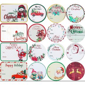 POPGIFTU 80pcs Large Gift Tags for Christmas with Tie Strings Christmas Santa Tags 20 Glitter Design Christmas Tag Name Tags for Present/Wrapping Paper Decorations