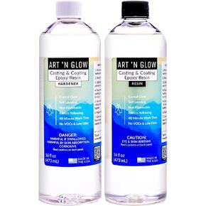 Art ‘N Glow Epoxy Resin for Clear Casting and Coating - 32 Ounce Kit - Perfect for Molds, Crafts, Tumblers, Jewelry, Wood - Food Safe, Non Yellowing, Bubble Free, and Made in The USA in Kuwait