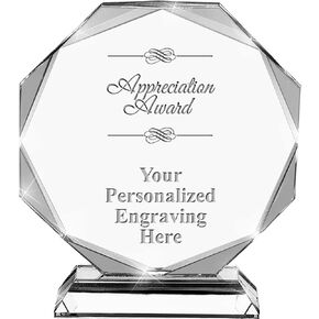 Appreciation Crystal Awards, 6.75" Custom Appreciation Award with Engraving Included Prime