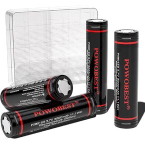 POWOBEST 4 Pack NiMH Rechargeable Batteries with 3.7V 3000MAH NiMH Battery Case for Flashlights, Headlights, Doorbells, flashlights, Garden Lights, Wall Lights, Toy